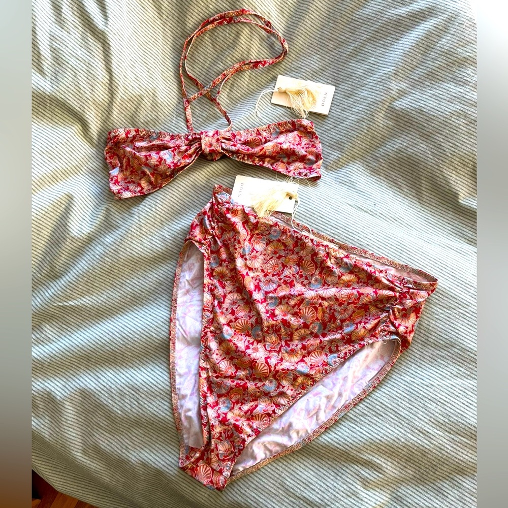 NWT Doen Soleil Bikini Top (M) and Sea High Waist Bottoms (M) - Rouge Tresors